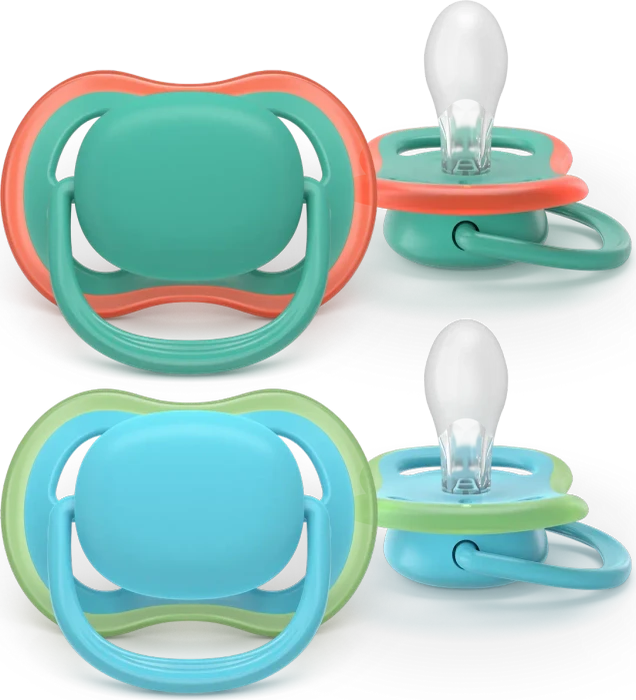 Philips Avent SCF087/10 Ultra Air Beruhigungsschnuller, 6-18M, Silikon, blau/grün, 2 Stück
