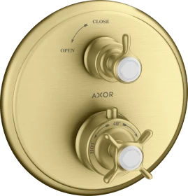 Hansgrohe Axor Montreux Thermostat Unterputz mit Kreuzgriff und Absperrventil brushed brass