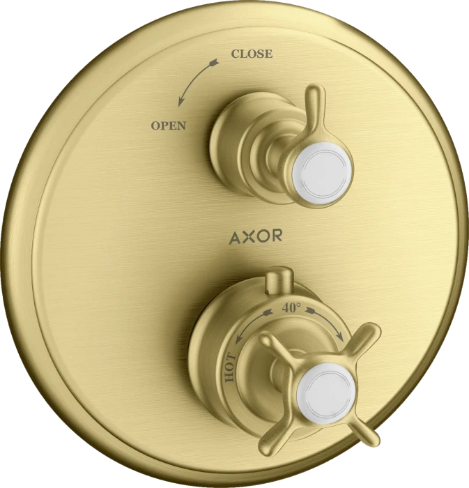 Hansgrohe Axor Montreux Thermostat Unterputz mit Kreuzgriff und Absperrventil brushed brass