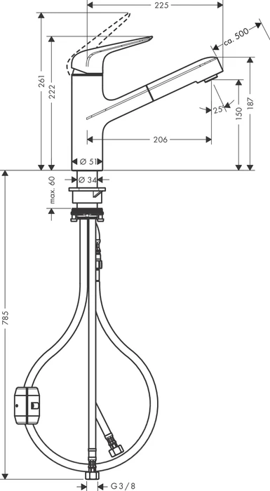 Hansgrohe Focus M42 150 1jet edelstahl finish