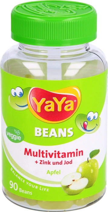 YaYa Beans Multivitamin + Zink und Jod Kaudragees Apfel zuckerfrei, 90 Stück