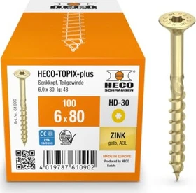 HECO TOPIX-plus verzinkt gelb A3L Torx T30 Holzschraube, 6x580mm, 100 Stück