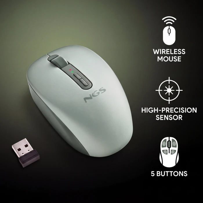 NGS Fog Dual Green Wireless Mouse, grün, USB/Bluetooth