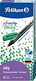 Pelikan inky Tintenroller (Mine) grün, Rechtshänder, 10er-Pack, Faltschachtel