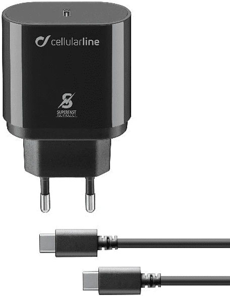 Cellularline Super Fast Charger Kit 25W USB-C to USB-C schwarz
