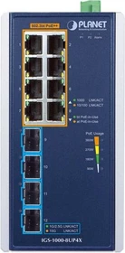 Planet IGS-1000 Industrial Railmount Gigabit Switch, 8x RJ-45, 2x SFP+, 360W PoE++ (IGS-1000-8UP4X)