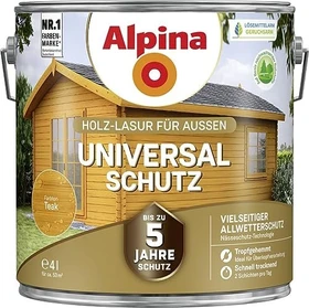 Alpina Farben Universal-Schutz Holz-Lasur außen teak, 4l