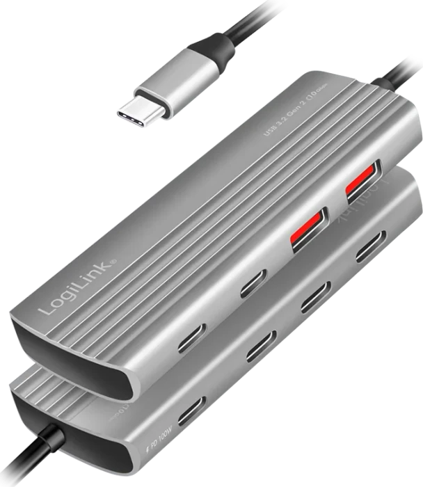 LogiLink Ultra-Slim USB-Hub, 5x USB-C 3.1/2x USB-A 3.1, USB-C 3.1 [Stecker]