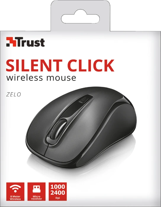 Trust Zelo Silent Click Wireless Mouse schwarz/grau, USB
