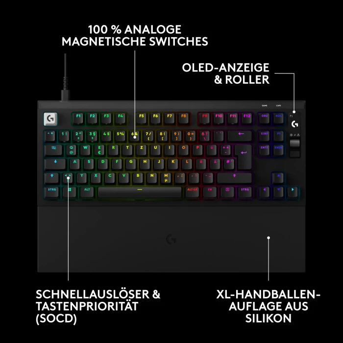 Logitech G PRO X2 TKL Rapid, schwarz, KS-20 Magnetic Analog, USB, ES