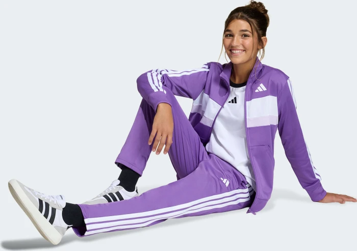 adidas Seasonal Essentials Tiberio 3-Streifen Tricot Trainingsanzug active purple/white (Junior)