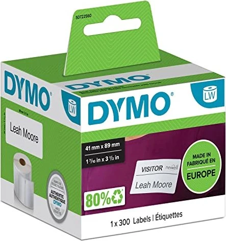 Dymo Namensetiketten LabelWriter, 41x89mm, ablösbar, weiß, 1er-Pack (300 Etiketten)
