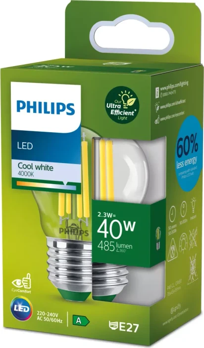 Philips LED CLA 40W P45 E27 CL UE SRT4 2.3-25W/840