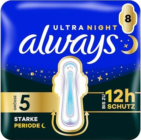 Always Secure Night Extra mit Flügeln Größe 5, 8 Stück
