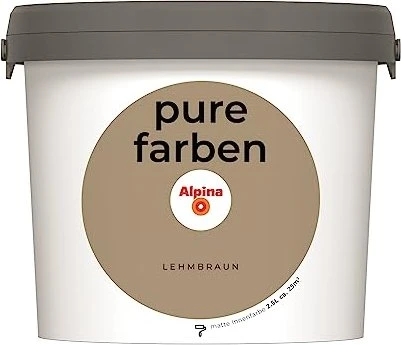 Alpina Farben Pure Farben Wandfarbe lehmbraun innen braun, 2.5l
