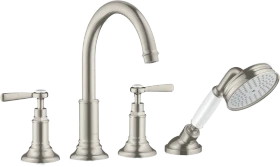 Hansgrohe Axor Montreux 4-Loch Fliesenrandarmatur mit Hebelgriffen edelstahloptik