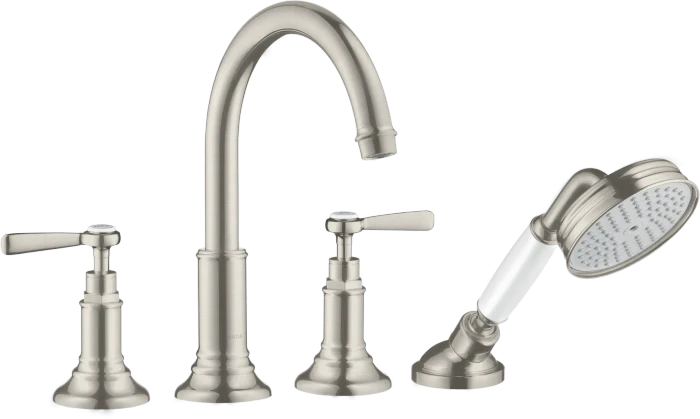 Hansgrohe Axor Montreux 4-Loch Fliesenrandarmatur mit Hebelgriffen edelstahloptik