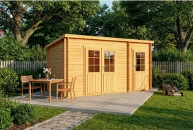 Alpholz Gartenhaus Maria inkl. Anbau 450x279cm braun