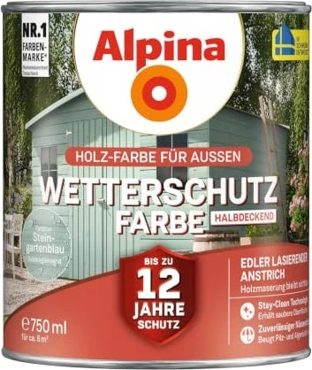 Alpina Farben Wetterschutz-Farbe halbdeckend Außen Holzschutzmittel, 750ml
