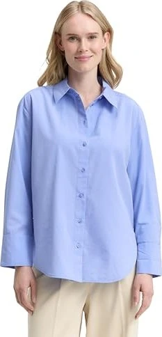 Tom Tailor Loose Fit Popeline Hemd langarm dreamy blue (Damen)