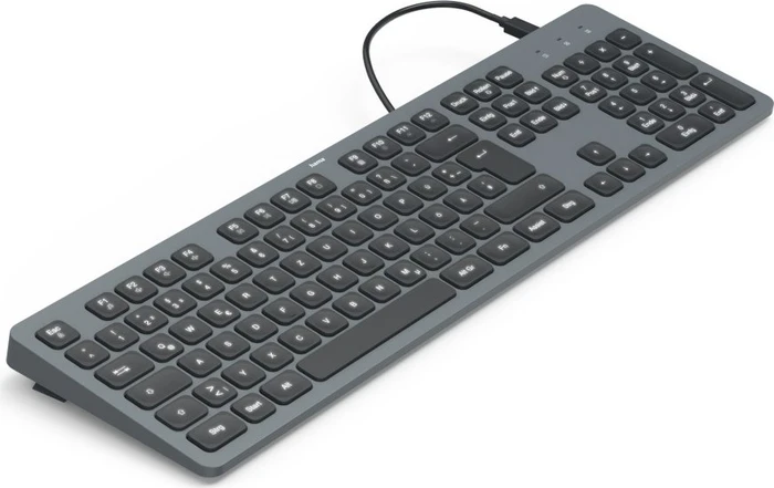Hama CK-400 USB-Tastatur, schwarz/grau, LEDs weiß, USB, DE