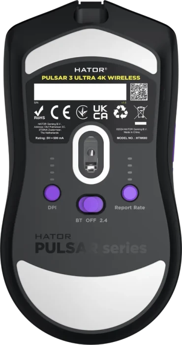 Hator Pulsar 3 Ultra 4K Wireless Gaming Mouse schwarz, USB/Bluetooth