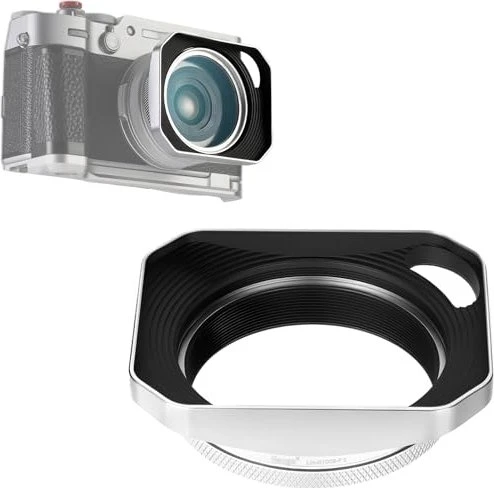 Haoge Square Metal Lens Hood für Fujifilm X100VI silber