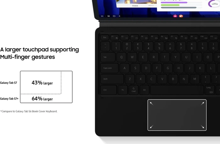 Samsung EJ-DT970 Book Cover Keyboard für Galaxy Tab S7+ / Tab S7 FE / Tab S8+, schwarz, DE