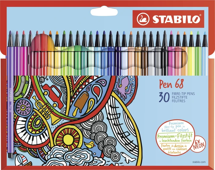 STABILO Pen 68 sortiert, 30er-Set, Klappbox