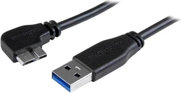 StarTech USB3AU2MLS, USB 3.0 Kabel A/Micro-B, links gewinkelt/gerade, schwarz, 2m