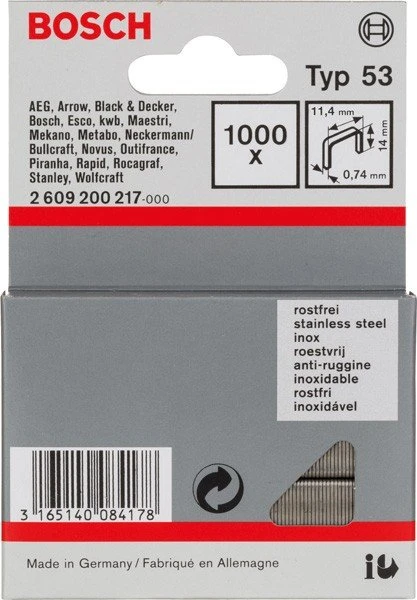 Bosch Professional Typ 53 Tacker-Klammern, 11.4x14mm, 1000 Stück