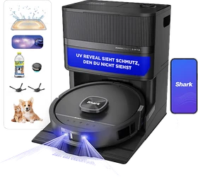 Shark RV3000XEEU PowerDetect UV Reveal 2in1 Saug-/Wischroboter schwarz inkl. Absaug-/Reinigungsstation
