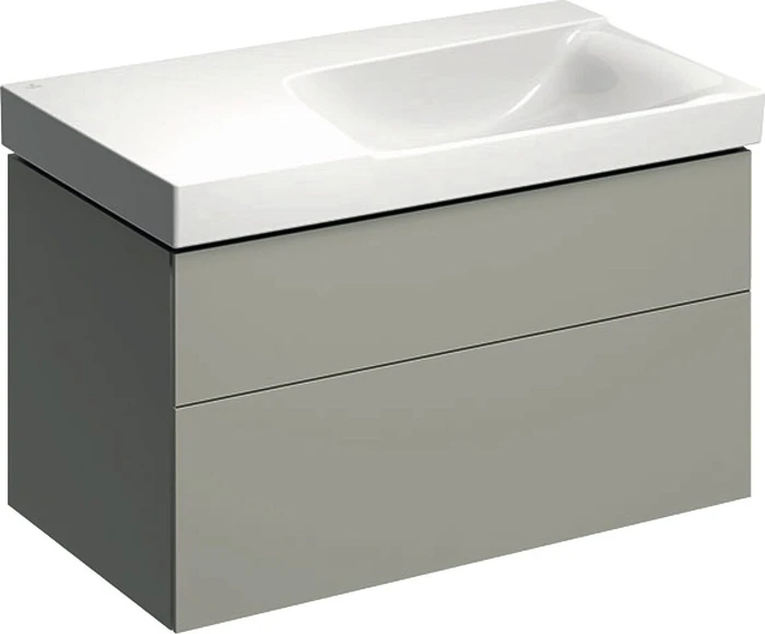 Geberit Xeno² Unterschrank für Waschtisch 88x53x46.2cm, 2 Schubladen, Ablagefläche links, greige