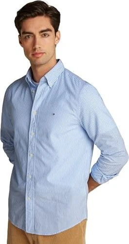 Tommy Hilfiger Regular Fit Popeline Hemd langarm sweet blue/optic white (Herren)