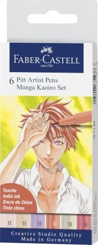 Faber-Castell PITT artist Pen Brush Set Manga Kaoiro sortiert, 6-teilig