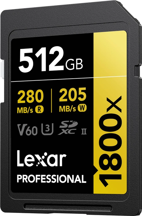 Lexar Professional 1800x Gold Series R280/W205 512GB, UHS-II U3, Class 10