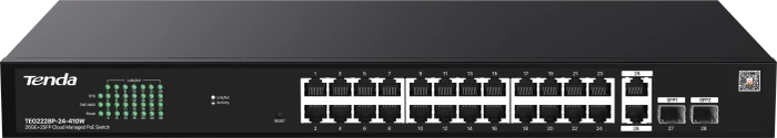 Tenda TEF22100 Rackmount Gigabit Smart Switch, 26x RJ-45, 2x SFP, 370W PoE+