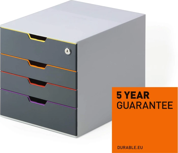 Durable Varicolor Safe Schubladenbox, 4 Schubladen, grau