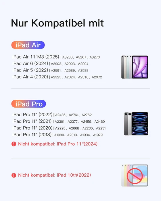 Inateck Magnetische Tastaturhülle für iPad Air 6 11"/iPad Air 5/iPad Pro 11", weiß, DE