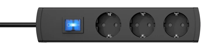 Kopp Steckdosenleiste UNOversal Plus mit Schalter, 3-fach, 1.4m, schwarz