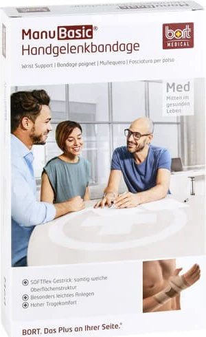 Bort Medical ManuBasic Handgelenkbandage links Größe M beige, 1 Stück