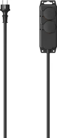 Hama Outdoor Steckdosenleiste, Wandmontage, 2-fach, 2m, schwarz