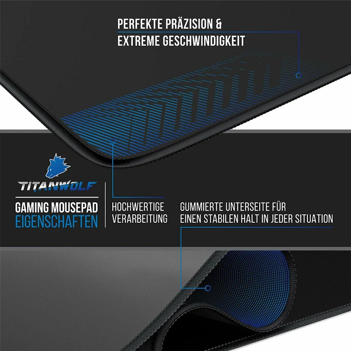 Titanwolf Vector Blue XXL Speed Gaming-Mauspad, schwarz/blau