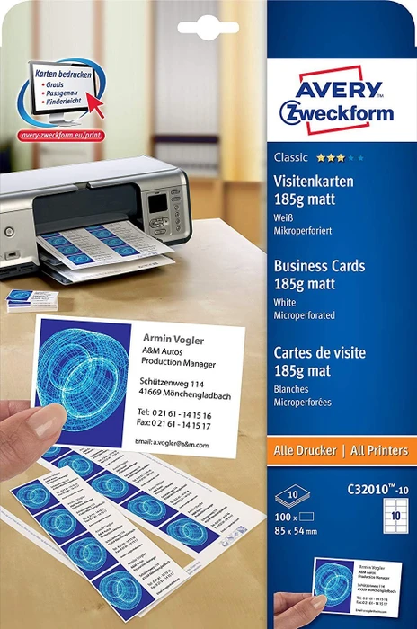 Avery-Zweckform Superior Visitenkarten, 185g, 25 Blatt