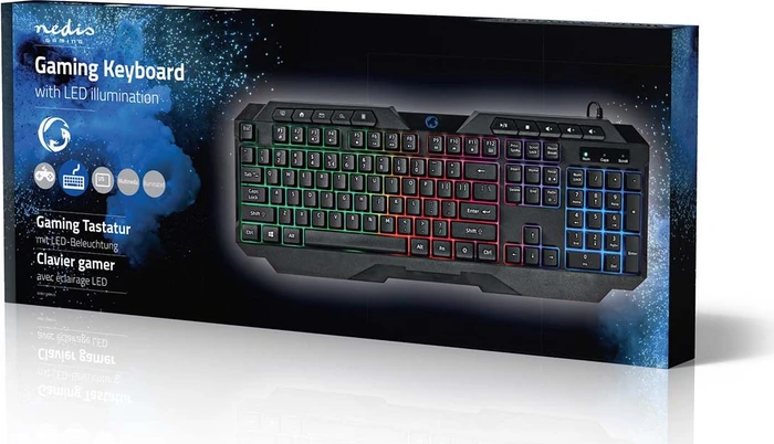 Nedis Gaming Tastatur, LEDs RGB, schwarz, USB, US