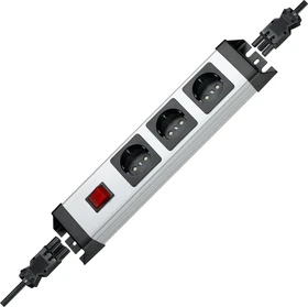 Kopp POWERversal mit Schalter, 3-fach, schwarz/silber