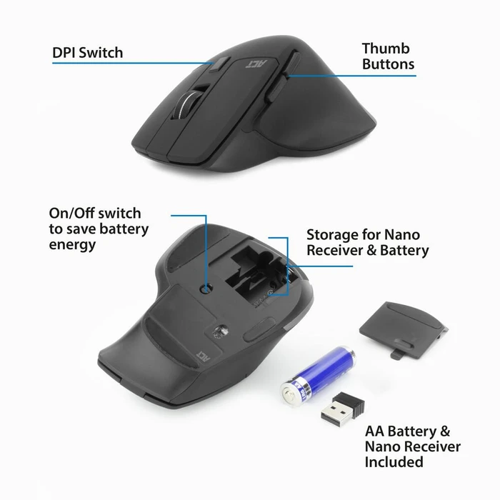 Act Wireless Mouse 2400dpi, schwarz, USB