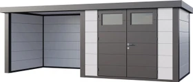 Telluria Classico 3024 Gerätehaus inkl. Anbau 2.84m links weiß/grau