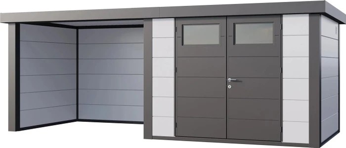 Telluria Classico 3024 Gerätehaus inkl. Anbau 2.84m links weiß/grau