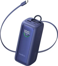 Belkin UltraCharge Powerbank 22K mit einziehbarem Kabel blau